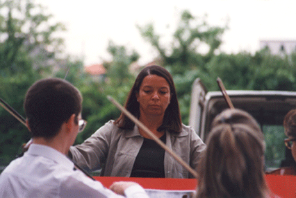 Luglio 2000. Prove per concerto all'aperto. Milano.